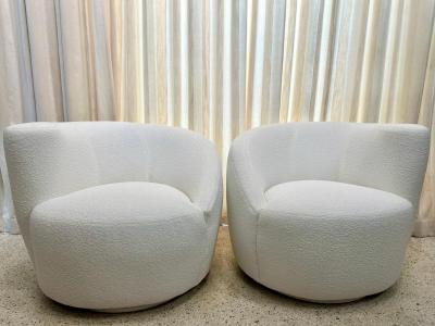 Vladimir Kagan Vladimir Kagan Corkscrew Swivel Chairs for Directional in Boucl PAIR