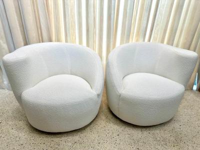 Vladimir Kagan Vladimir Kagan Corkscrew Swivel Chairs for Directional in Boucl PAIR
