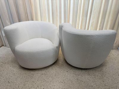 Vladimir Kagan Vladimir Kagan Corkscrew Swivel Chairs for Directional in Boucl PAIR
