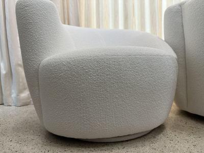 Vladimir Kagan Vladimir Kagan Corkscrew Swivel Chairs for Directional in Boucl PAIR