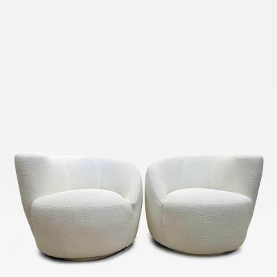 Vladimir Kagan Vladimir Kagan Corkscrew Swivel Chairs for Directional in Boucl PAIR