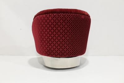 Vladimir Kagan Vladimir Kagan Ellipse Lounge Chair in Red Velvet