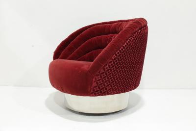 Vladimir Kagan Vladimir Kagan Ellipse Lounge Chair in Red Velvet
