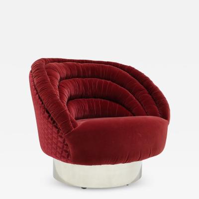 Vladimir Kagan Vladimir Kagan Ellipse Lounge Chair in Red Velvet