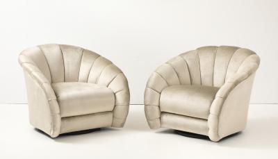 Vladimir Kagan Vladimir Kagan For Directional Swivel Lounge Chairs In Velvet