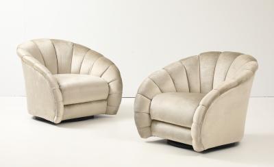 Vladimir Kagan Vladimir Kagan For Directional Swivel Lounge Chairs In Velvet