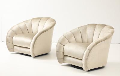 Vladimir Kagan Vladimir Kagan For Directional Swivel Lounge Chairs In Velvet