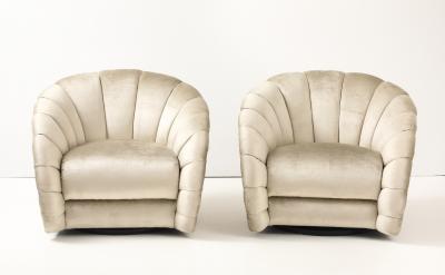 Vladimir Kagan Vladimir Kagan For Directional Swivel Lounge Chairs In Velvet