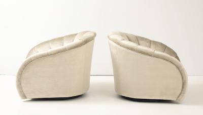 Vladimir Kagan Vladimir Kagan For Directional Swivel Lounge Chairs In Velvet