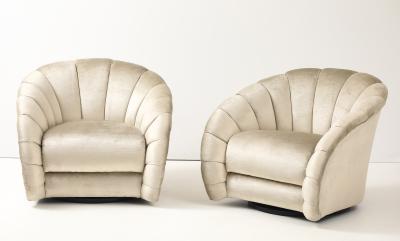 Vladimir Kagan Vladimir Kagan For Directional Swivel Lounge Chairs In Velvet