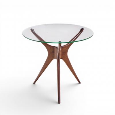 Vladimir Kagan Vladimir Kagan For Dreyfuss Walnut Tri Symmetric Sculptural Side Tables Pair