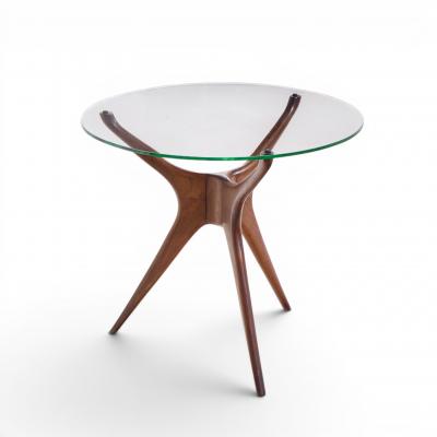Vladimir Kagan Vladimir Kagan For Dreyfuss Walnut Tri Symmetric Sculptural Side Tables Pair