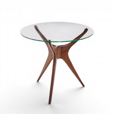 Vladimir Kagan Vladimir Kagan For Dreyfuss Walnut Tri Symmetric Sculptural Side Tables Pair