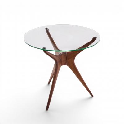 Vladimir Kagan Vladimir Kagan For Dreyfuss Walnut Tri Symmetric Sculptural Side Tables Pair