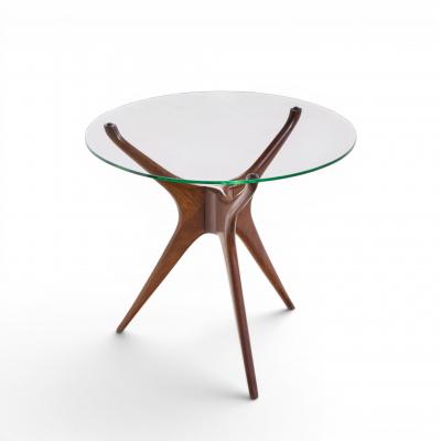 Vladimir Kagan Vladimir Kagan For Dreyfuss Walnut Tri Symmetric Sculptural Side Tables Pair
