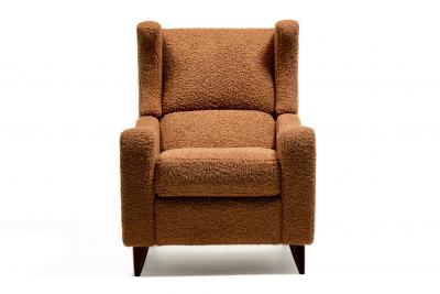 Vladimir Kagan Vladimir Kagan Juno Wingback Recliner in Soft Cocoa Brown Boucl 