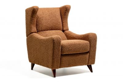 Vladimir Kagan Vladimir Kagan Juno Wingback Recliner in Soft Cocoa Brown Boucl 