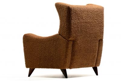 Vladimir Kagan Vladimir Kagan Juno Wingback Recliner in Soft Cocoa Brown Boucl 