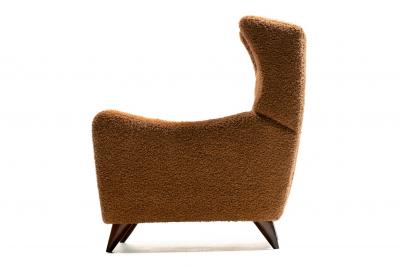 Vladimir Kagan Vladimir Kagan Juno Wingback Recliner in Soft Cocoa Brown Boucl 