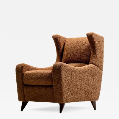 Vladimir Kagan Vladimir Kagan Juno Wingback Recliner in Soft Cocoa Brown Boucl 