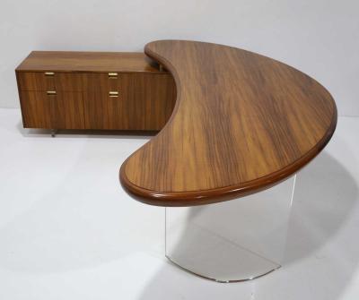 Vladimir Kagan Vladimir Kagan Kidney Desk with Credenza in Tawi Wood