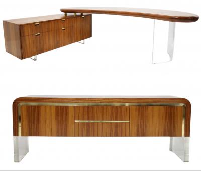 Vladimir Kagan Vladimir Kagan Kidney Desk with Credenza in Tawi Wood
