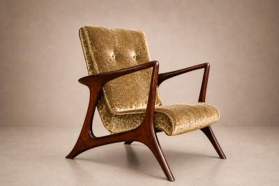 Vladimir Kagan Vladimir Kagan Lounge Chair in Brazilian Rosewood Velvet Brazil