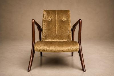 Vladimir Kagan Vladimir Kagan Lounge Chair in Brazilian Rosewood Velvet Brazil