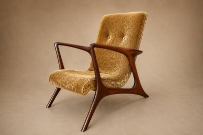 Vladimir Kagan Vladimir Kagan Lounge Chair in Brazilian Rosewood Velvet Brazil