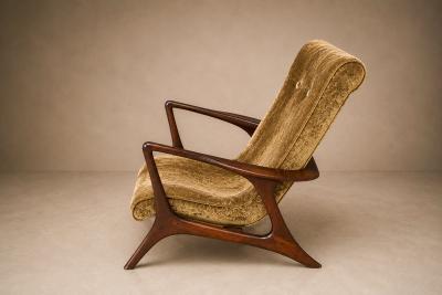 Vladimir Kagan Vladimir Kagan Lounge Chair in Brazilian Rosewood Velvet Brazil