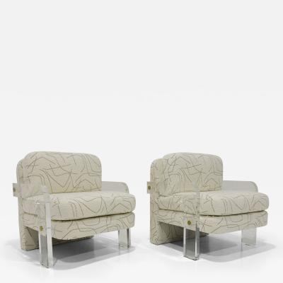 Vladimir Kagan Vladimir Kagan Lucite Leg Lounge Chairs in Elitis Boucle