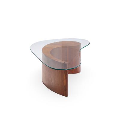 Vladimir Kagan Vladimir Kagan Mid Century Apostrophe Comma Walnut and Glass Coffee Table