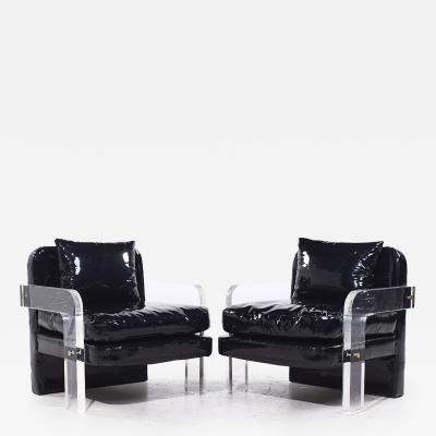 Vladimir Kagan Vladimir Kagan Mid Century Lucite Lounge Chairs Pair