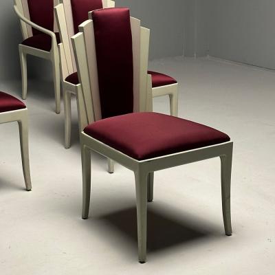 Vladimir Kagan Vladimir Kagan Mid Century Modern Six Eva Dining Chairs Lacquer Maroon Fabric