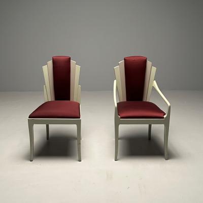 Vladimir Kagan Vladimir Kagan Mid Century Modern Six Eva Dining Chairs Lacquer Maroon Fabric