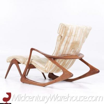 Vladimir Kagan Vladimir Kagan Mid Century Two Position Contour Walnut Rocking Chair and Ottoman