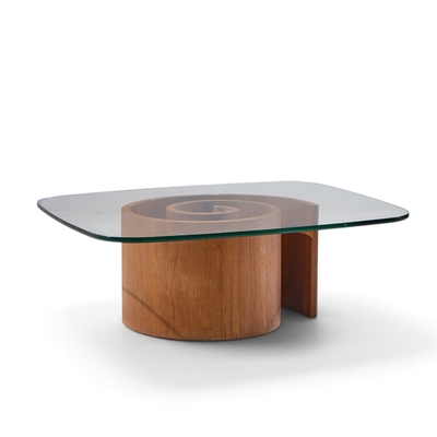 Vladimir Kagan Vladimir Kagan Mid Century Walnut Snail Coffee Table