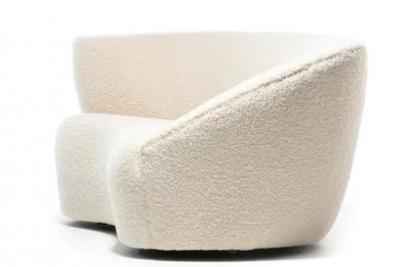 Vladimir Kagan Vladimir Kagan Nautilus Sofa in Ivory White Boucl by Directional c 1990