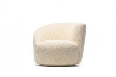 Vladimir Kagan Vladimir Kagan Nautilus Swivel Chair with En Suite Ottoman in Ivory Boucl 