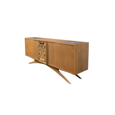 Vladimir Kagan Vladimir Kagan One of a Kind Credenza with Carved Center Panels 1940s Signed 