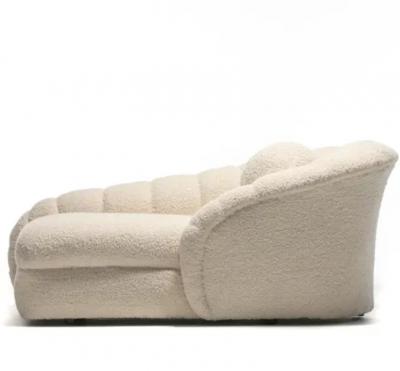Vladimir Kagan Vladimir Kagan Post Modern Clam Chaise Lounge in Soft Ivory White Boucl 1980s