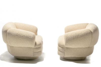Vladimir Kagan Vladimir Kagan Post Modern Ivory Boucl Swivel Chairs Ottoman for Directional