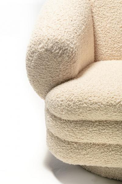 Vladimir Kagan Vladimir Kagan Post Modern Ivory Boucl Swivel Chairs Ottoman for Directional