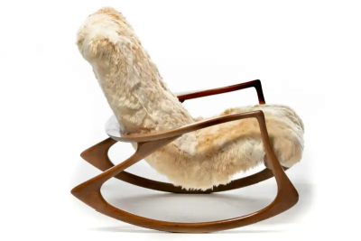 Vladimir Kagan Vladimir Kagan Rocking Chair Upholstered in Champagne Ivory Peruvian Alpaca