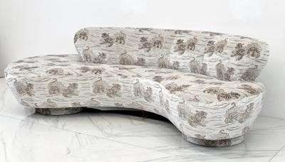 Vladimir Kagan Vladimir Kagan Serpentine Cloud Sofa Directional in Chinoiserie Tiger Velvet