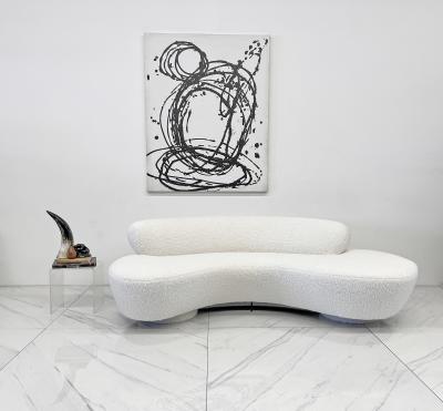 Vladimir Kagan Vladimir Kagan Serpentine Cloud Sofa for Directional in Heavy Ivory Boucle
