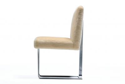 Vladimir Kagan Vladimir Kagan Set of 6 Brushed Aluminum Dining Chairs in New Beige Shearling