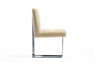 Vladimir Kagan Vladimir Kagan Set of 6 Brushed Aluminum Dining Chairs in New Beige Shearling