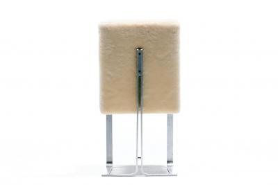 Vladimir Kagan Vladimir Kagan Set of 6 Brushed Aluminum Dining Chairs in New Beige Shearling