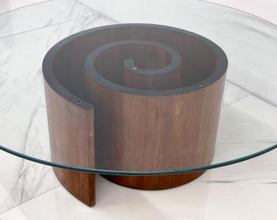 Vladimir Kagan Vladimir Kagan Snail Coffee Table Walnut Glass 1960s